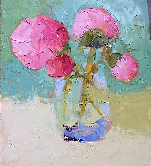 Carol Maguire - Work Zoom: Peonies in Glass