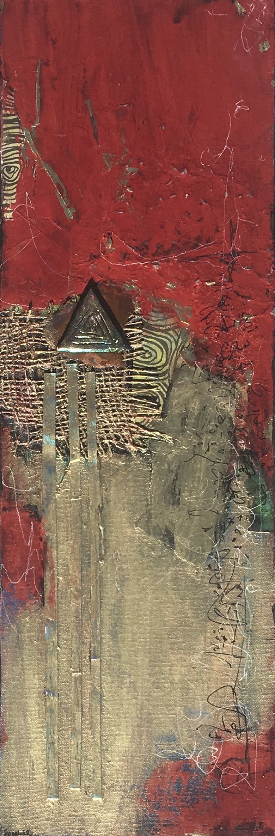 OLD IS NEW AGAIN by Pamela Lordi Collage, Found Objects ~ 24" x 8"